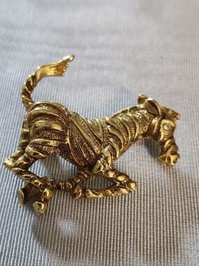 Gold Zebra Brooch Pin